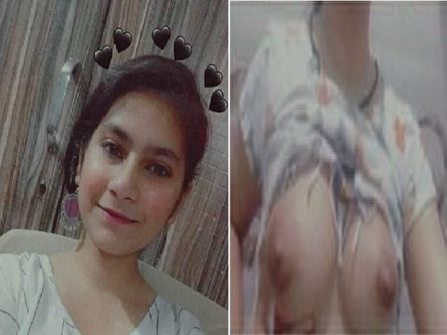 Selfie cute girl boobs show to lover video MMS
