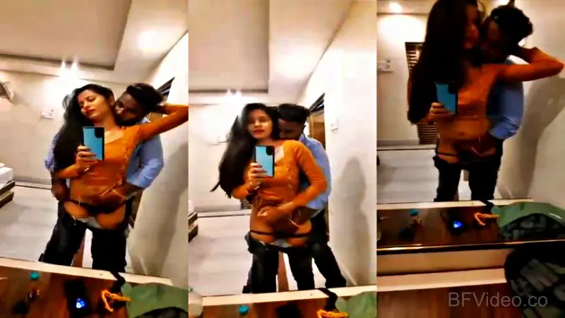 Indian Lovers Hot Foreplay Sex In Front Of Mirror