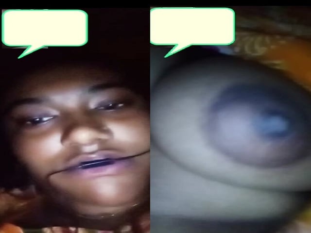 Village girl at night on video call shows nude body