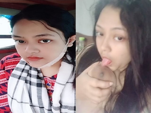 Kolkata girl licking boobs and fingering horny pussy