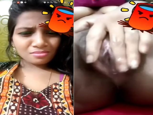 Horny cute Indian girl naked fingering video call